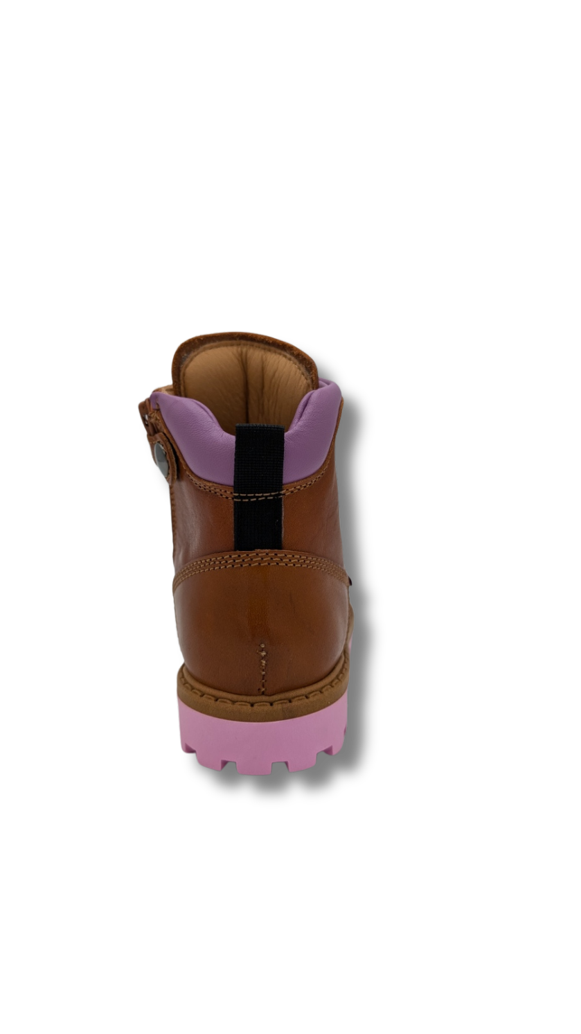 Rondinella Bottine cognac roze/paars (maat 28-35)