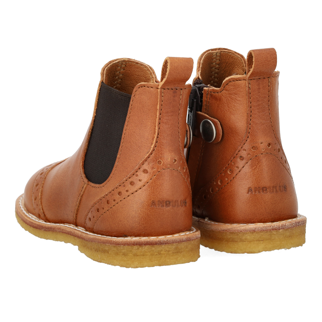 Angulus Chelsea boot brogue cognac (maat 20-25)