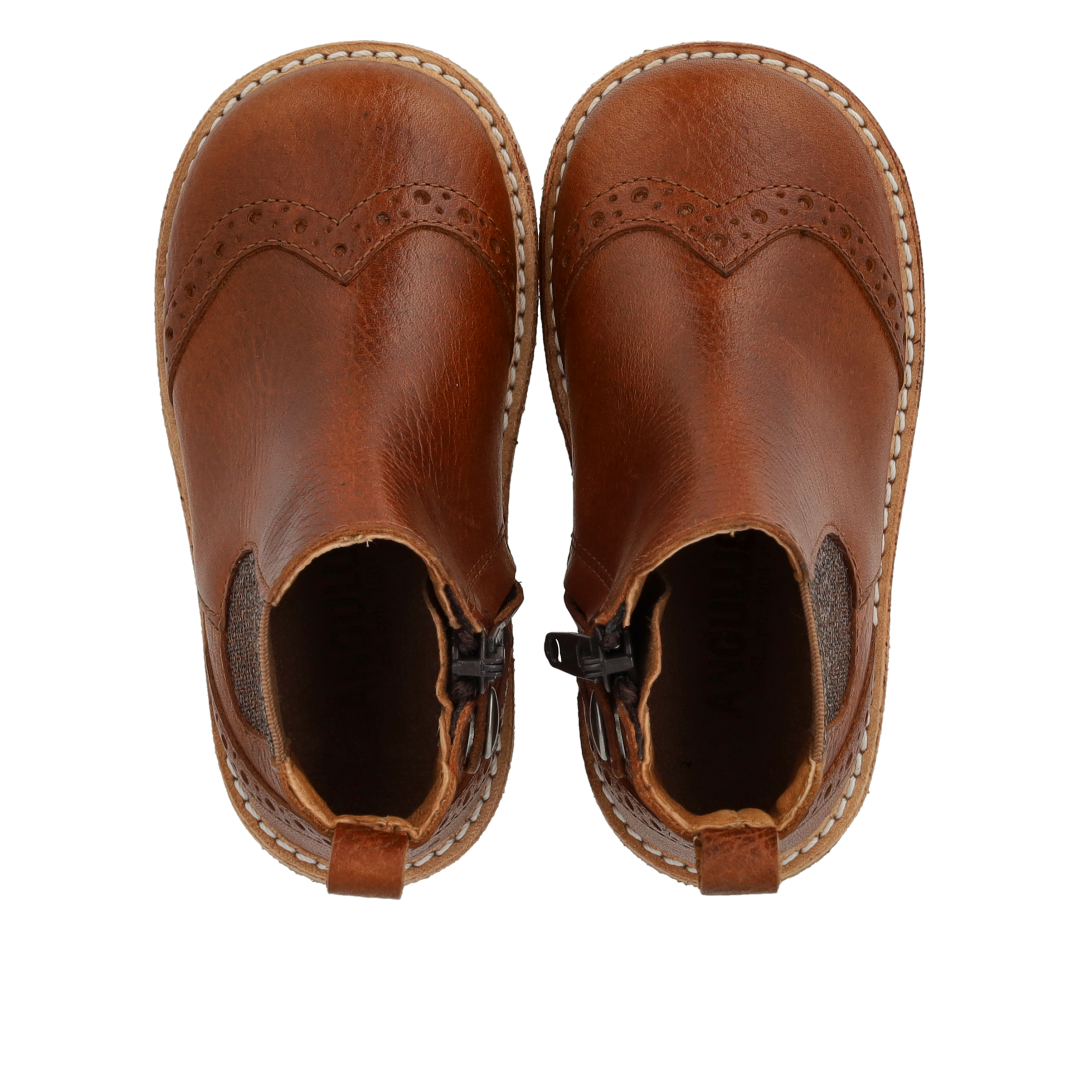 Angulus Chelsea boot brogue bruin glitter (maat 20-25)