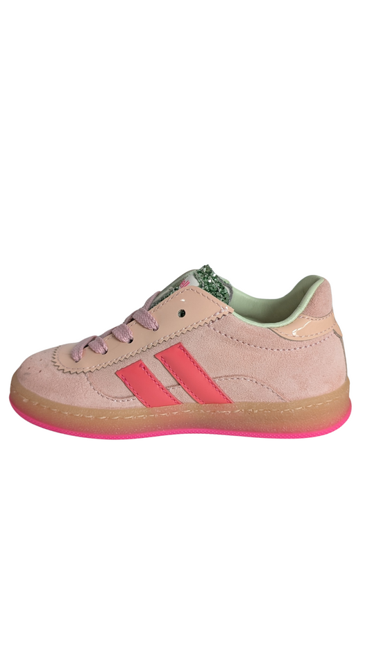 Rondinella Sneaker roze koraal glitter groen