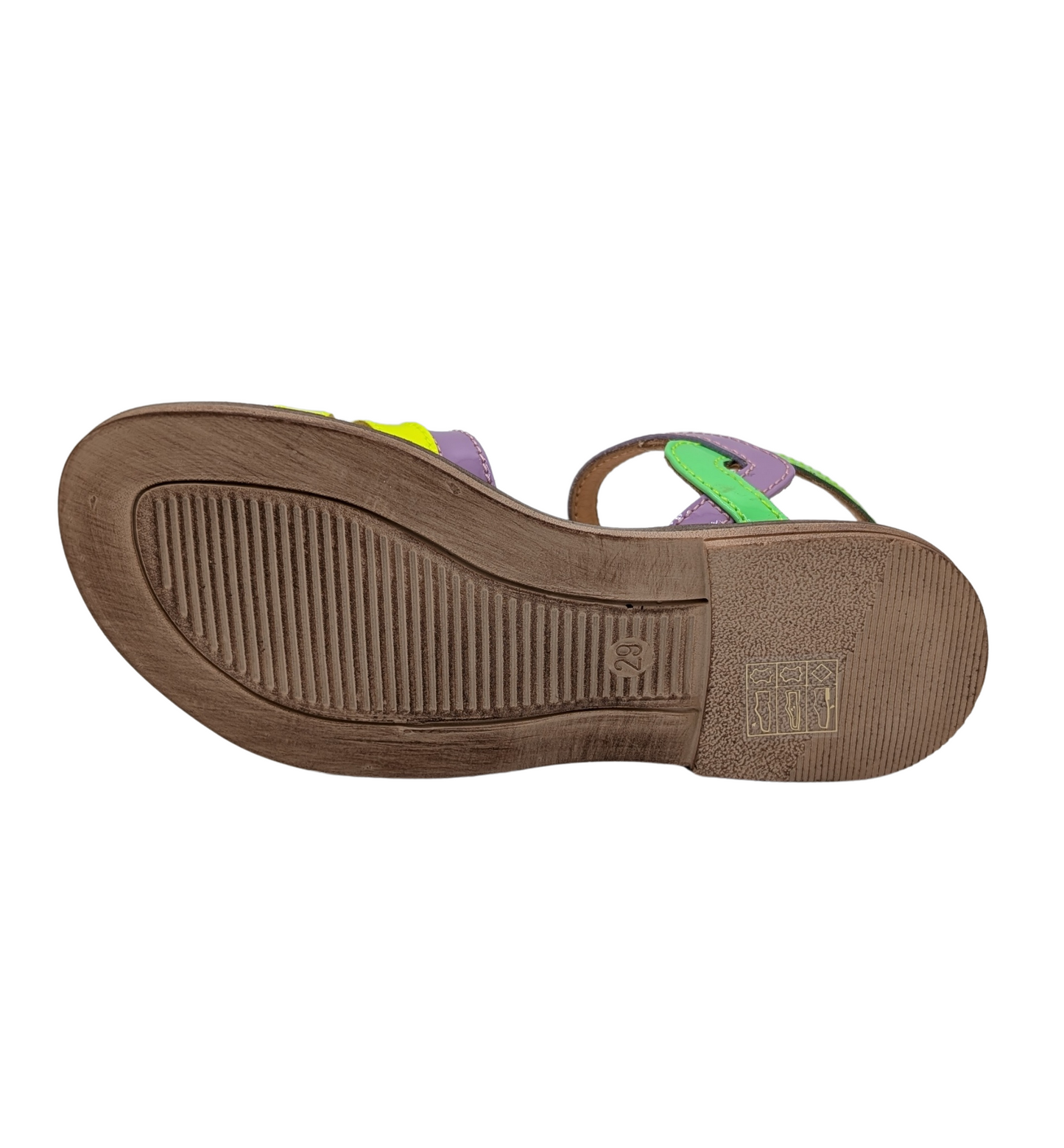 Rondinella sandaal multicolor lila groen roze geel zool