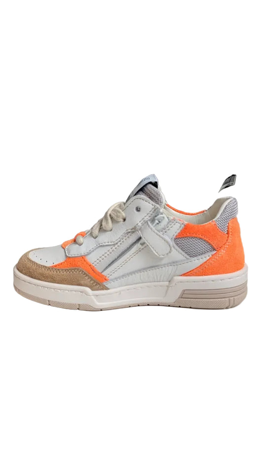Ocra sneaker wit zwart fluo oranje