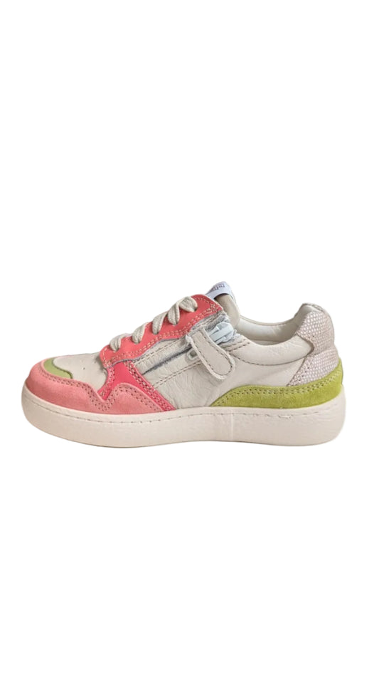 Ocra sneaker wit roze groen
