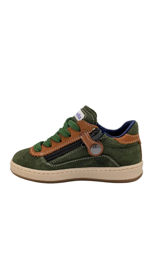 Rondinella sneaker groen met gele strepen