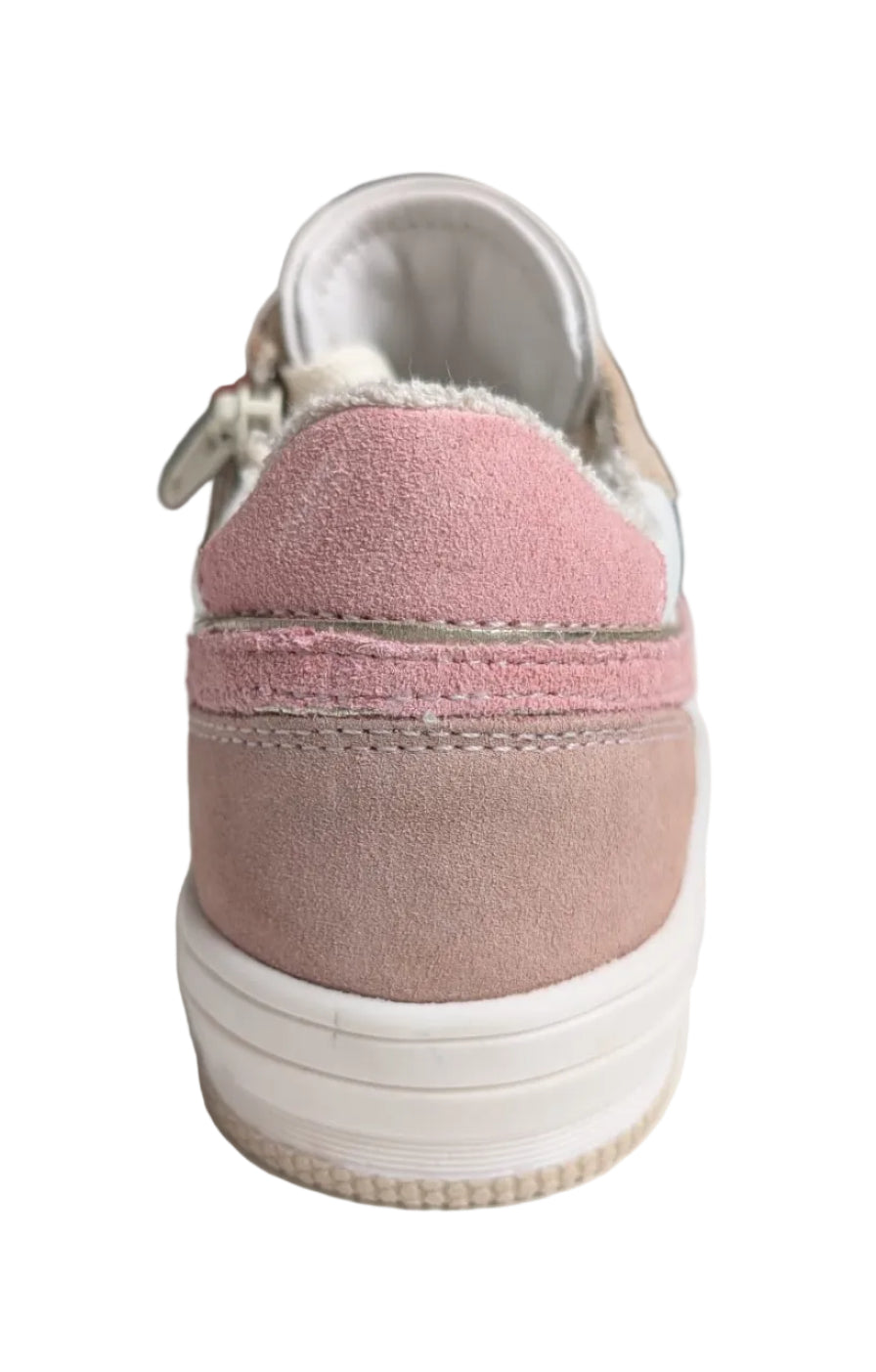 Hip sneaker combi beige wit roze