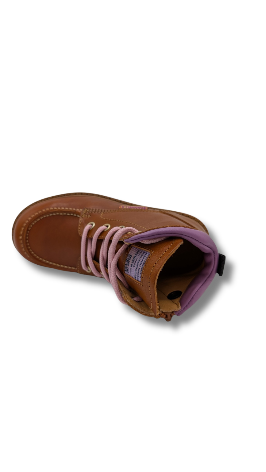 Rondinella Bottine cognac roze/paars (maat 28-35)