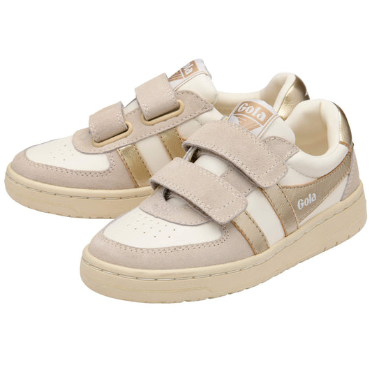Gola Children's Hawk mirror strap trainer off-white gold
