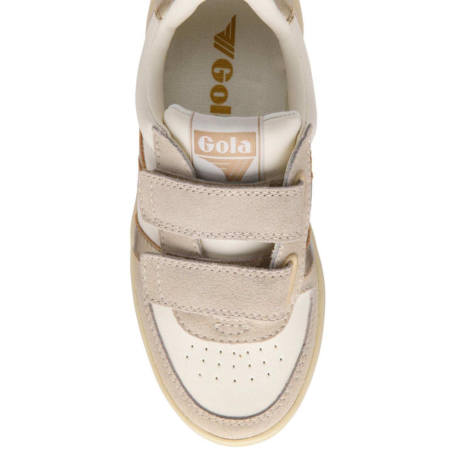 Gola Children's Hawk mirror strap trainer off-white gold