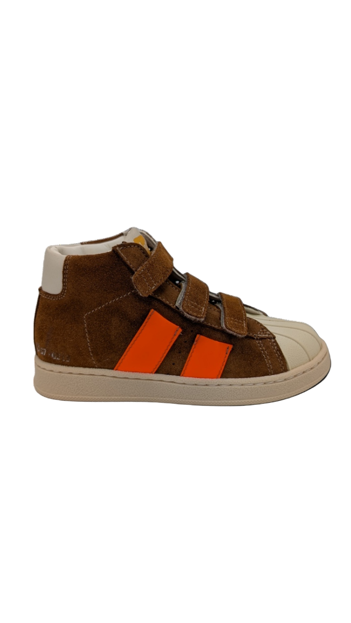 Ocra basketter cognac / fluo oranje (maat 25-34)