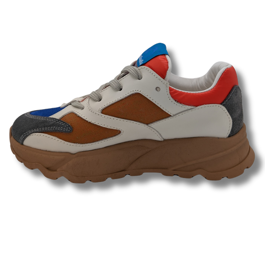 Rondinella runner wit blauw oranje bruin