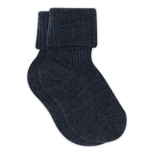 MP Denmark Wool rib baby socks dark denim melange 498