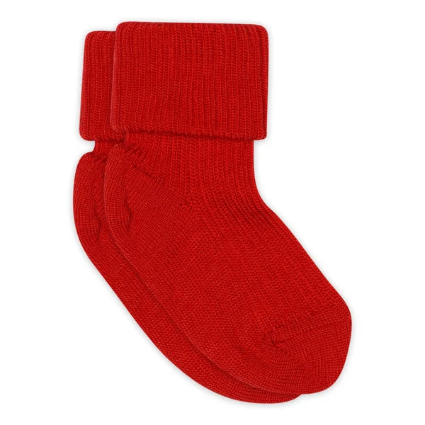 MP Denmark wool rib baby socks tomato red