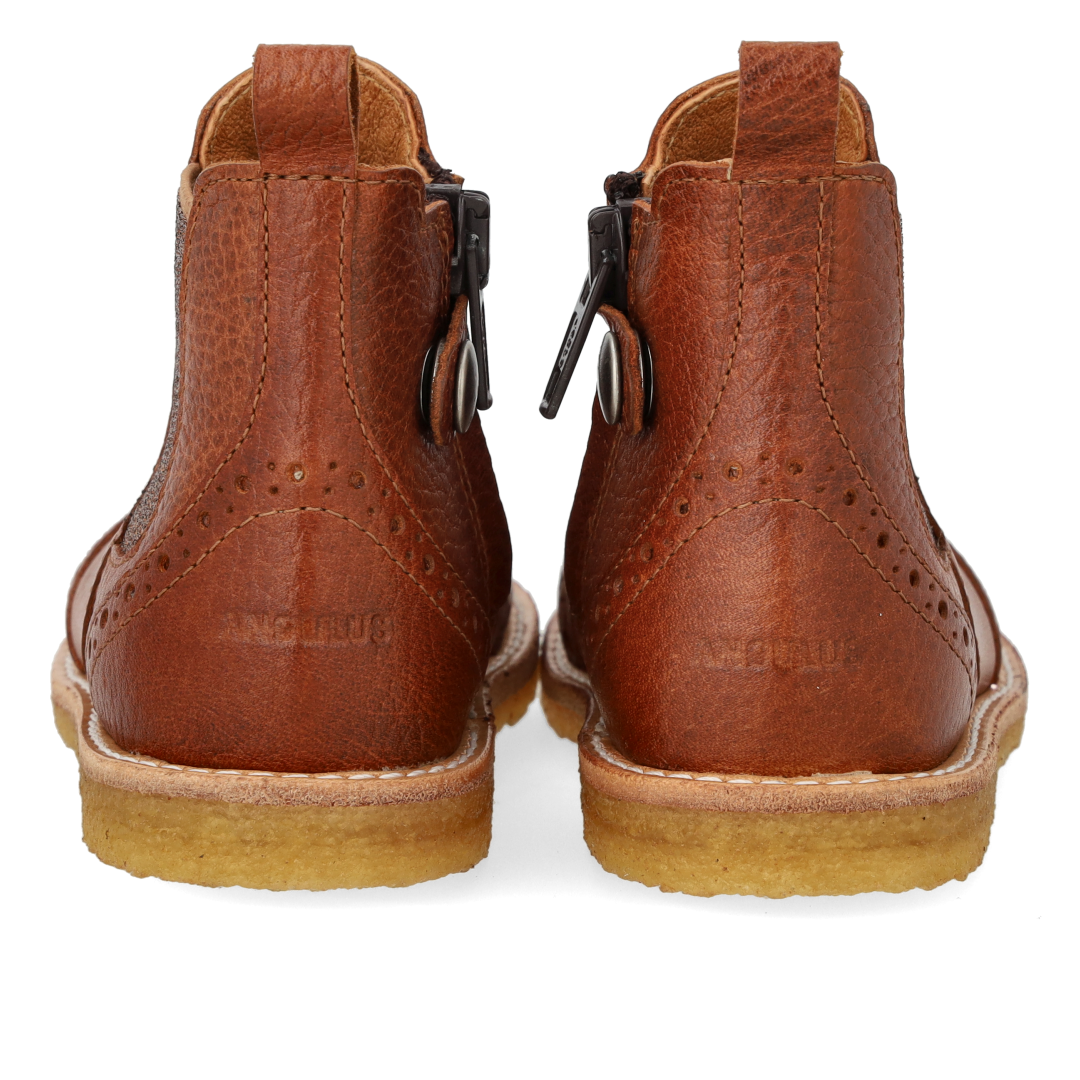 Angulus Chelsea boot brogue bruin glitter (maat 20-25)