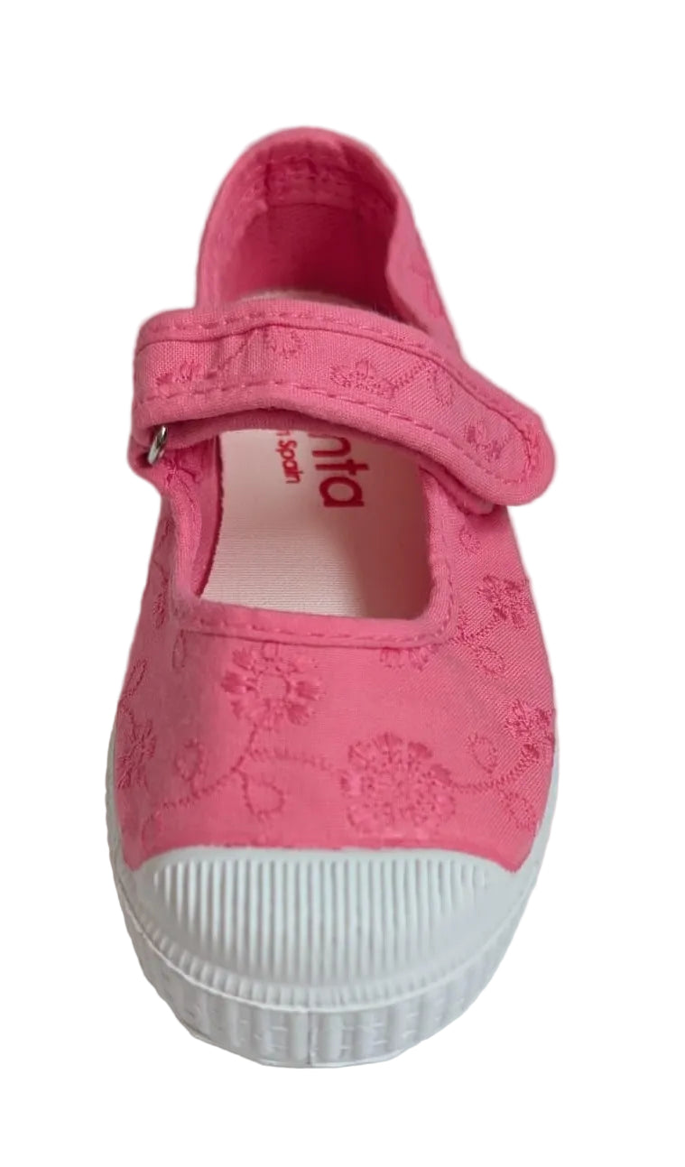Cienta ballerina velcro roze geborduurd