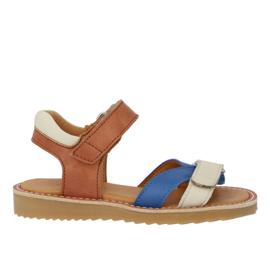 Angulus colorblock sandaal cognac blauw wit