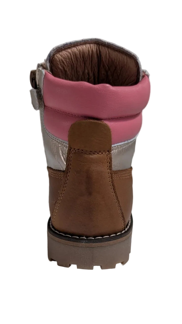 Dianetti bottine long beach cognac metallic zilver roze