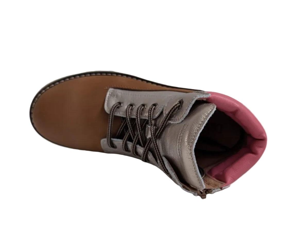 Dianetti bottine long beach cognac metallic zilver roze