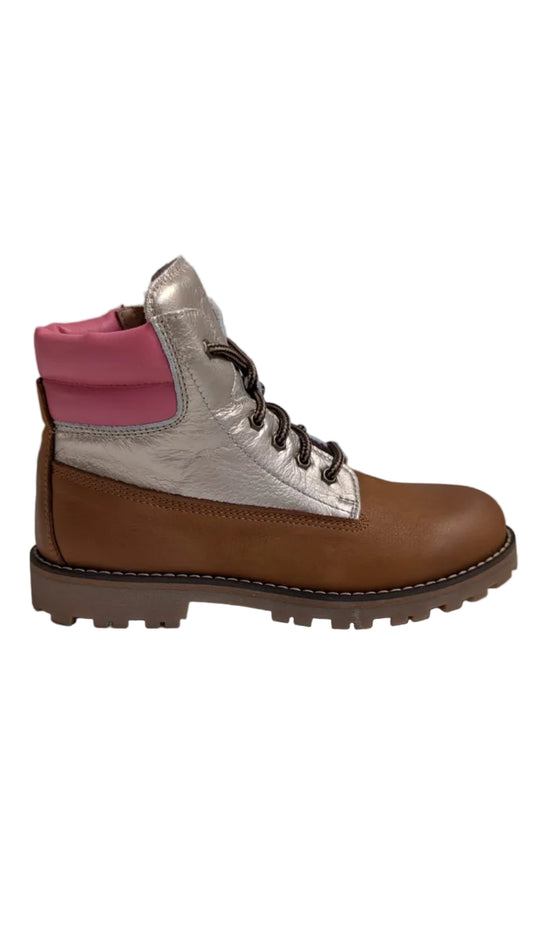 Dianetti bottine long beach cognac metallic zilver roze