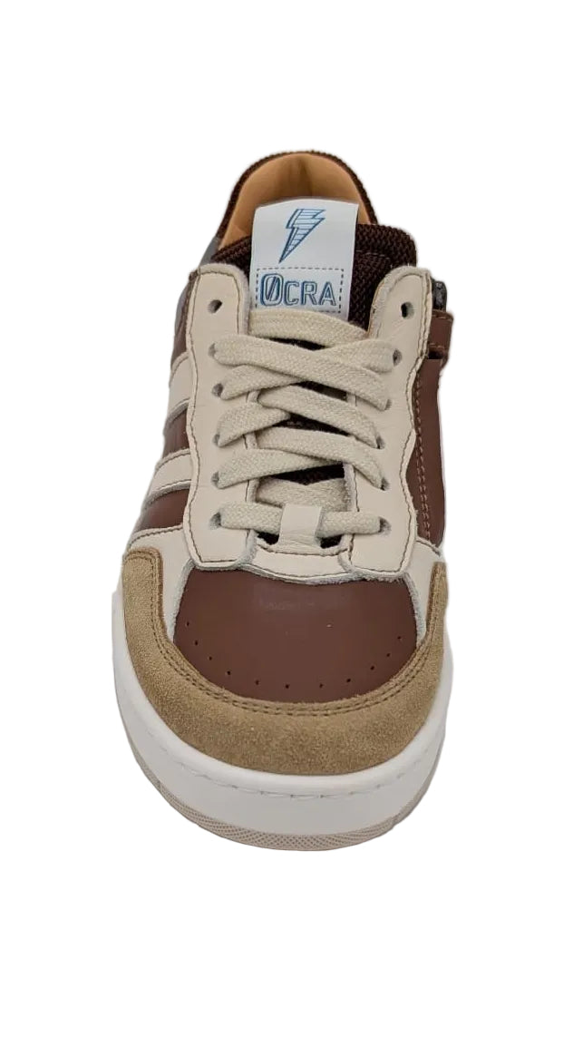 Ocra Sneaker chocoladebruin met strepen