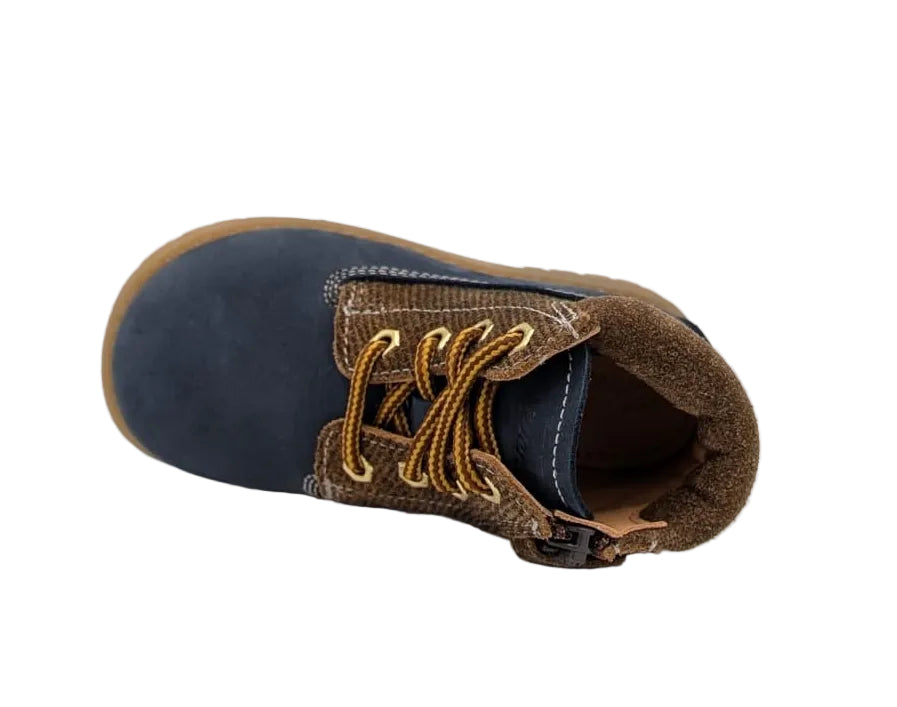 Ocra bottine blauw bruin mini