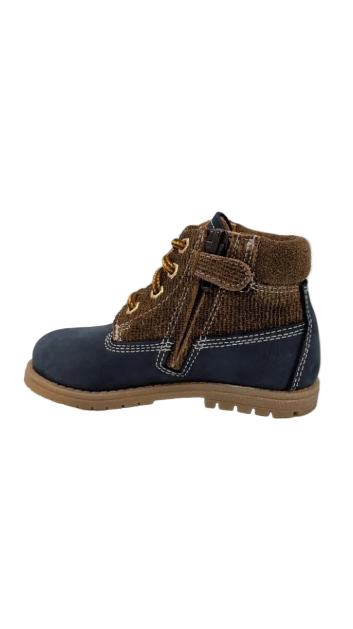 Ocra bottine blauw bruin mini