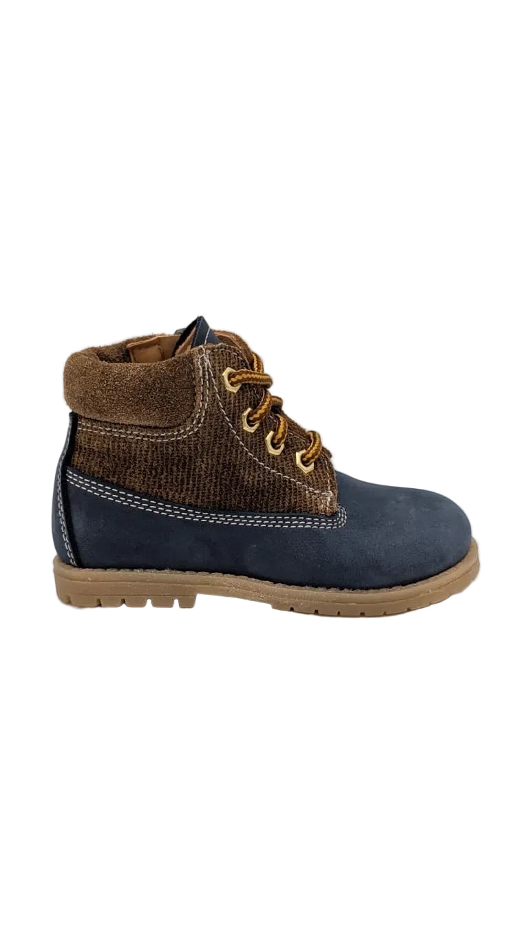Ocra bottine blauw bruin mini