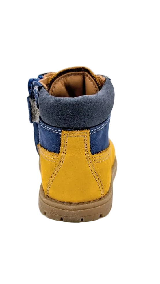 Ocra bottine okergeel en blauw klein