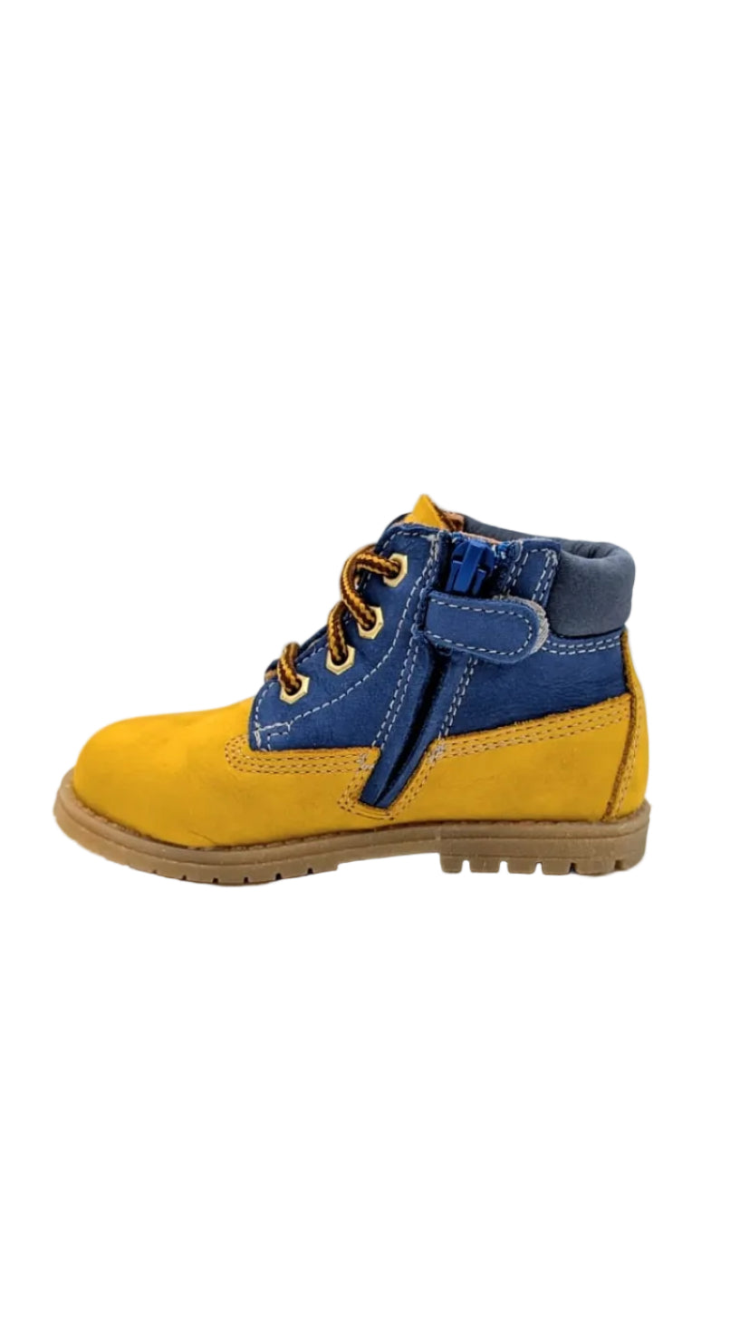 Ocra bottine okergeel en blauw klein