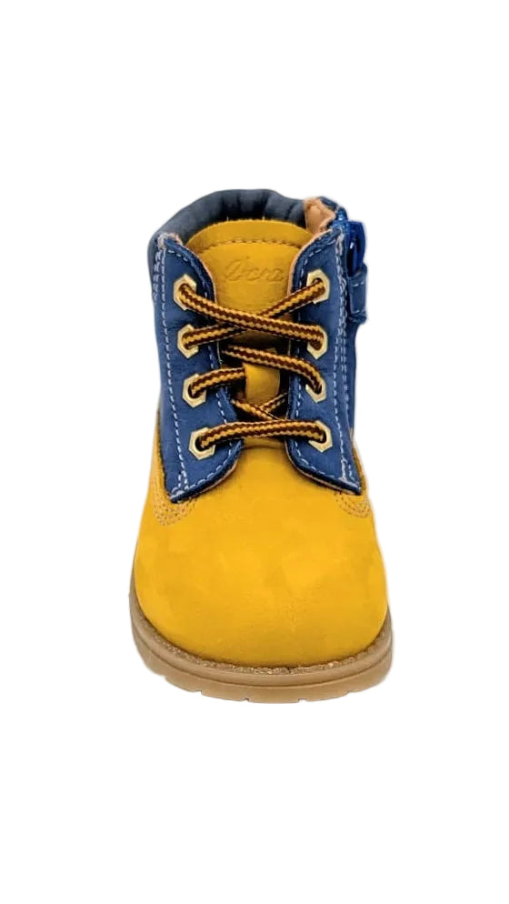 Ocra bottine okergeel en blauw klein