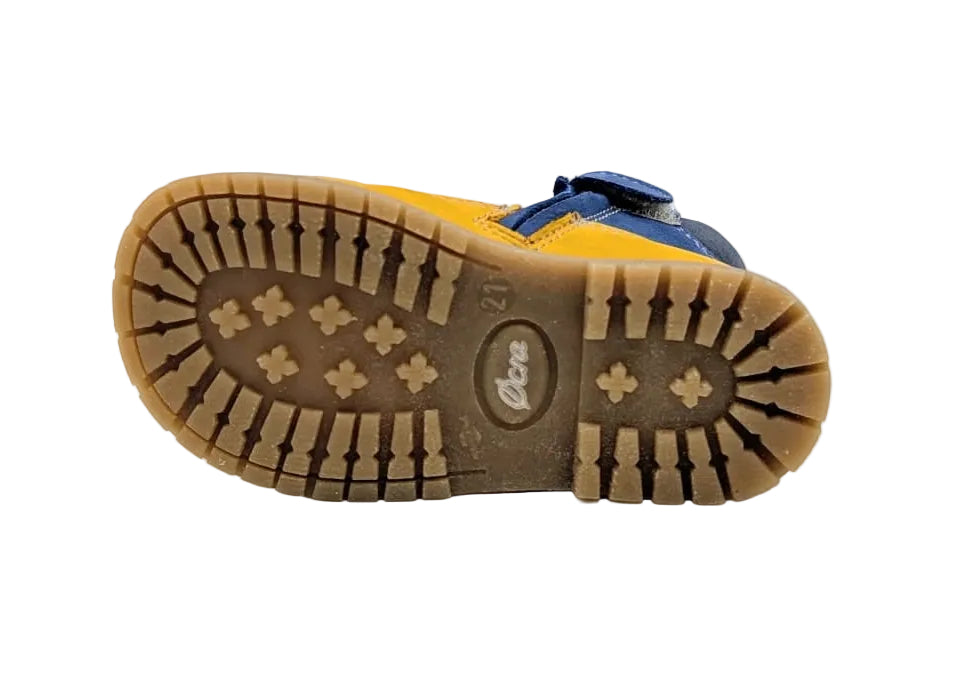 Ocra bottine okergeel en blauw klein