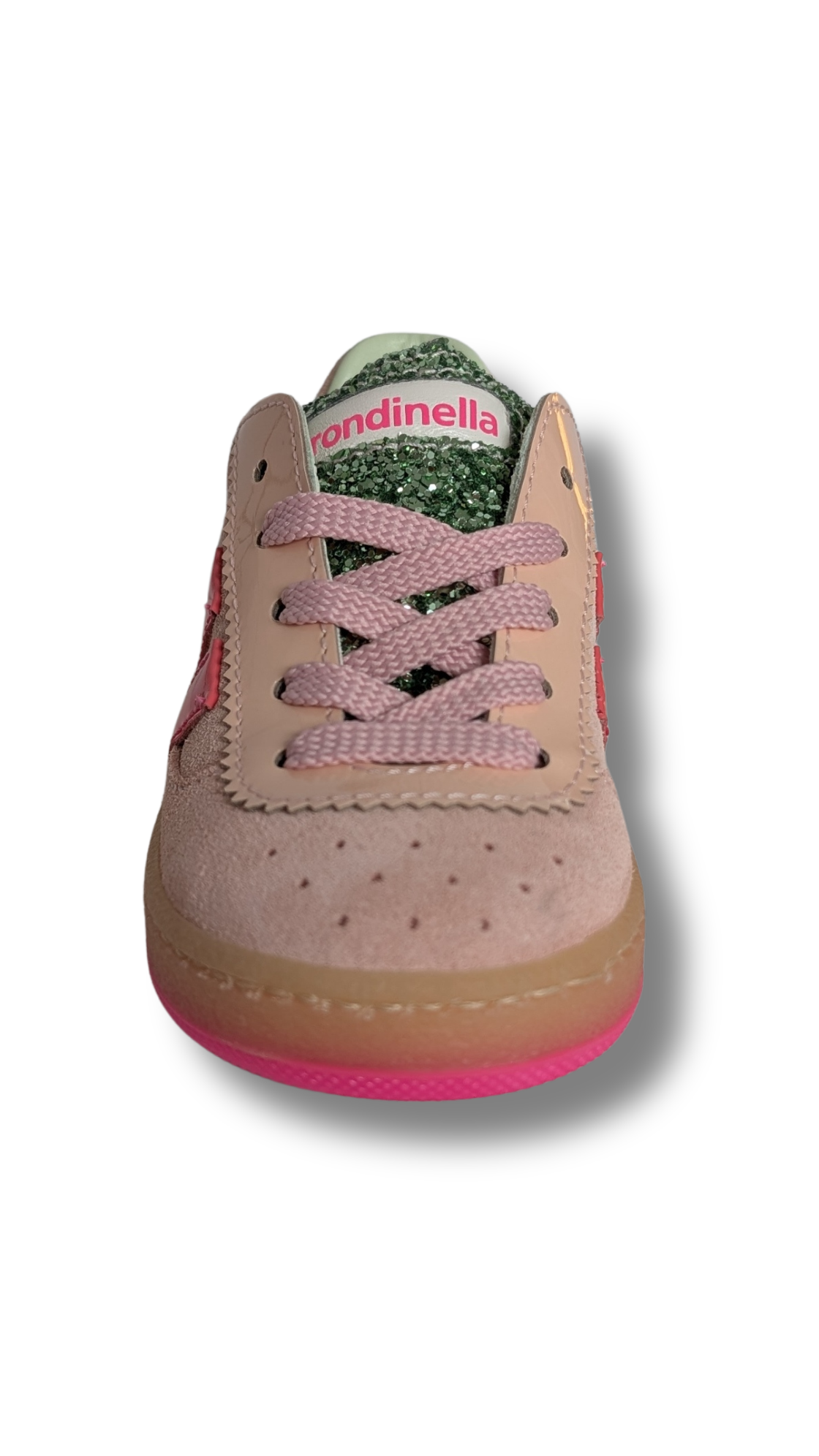 rondinella sneakertje roze strepen glitter
