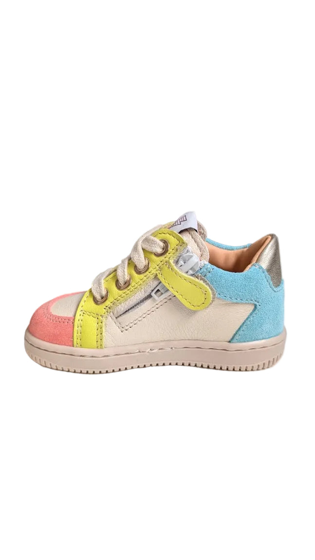 Ocra baskettertje wit roze geel blauw