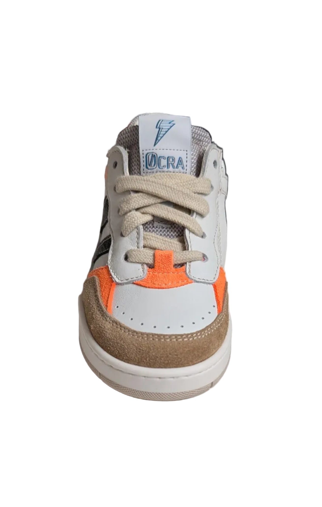 Ocra sneaker wit zwart fluo oranje