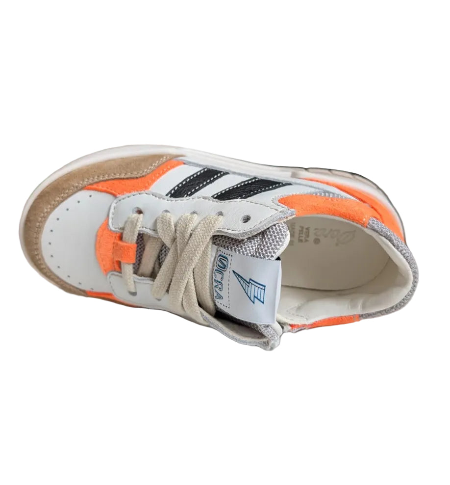 Ocra sneaker wit zwart fluo oranje