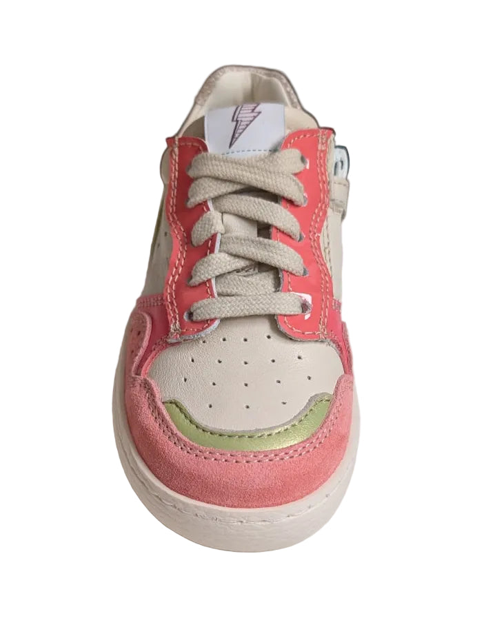 Ocra sneaker in wit roze groen