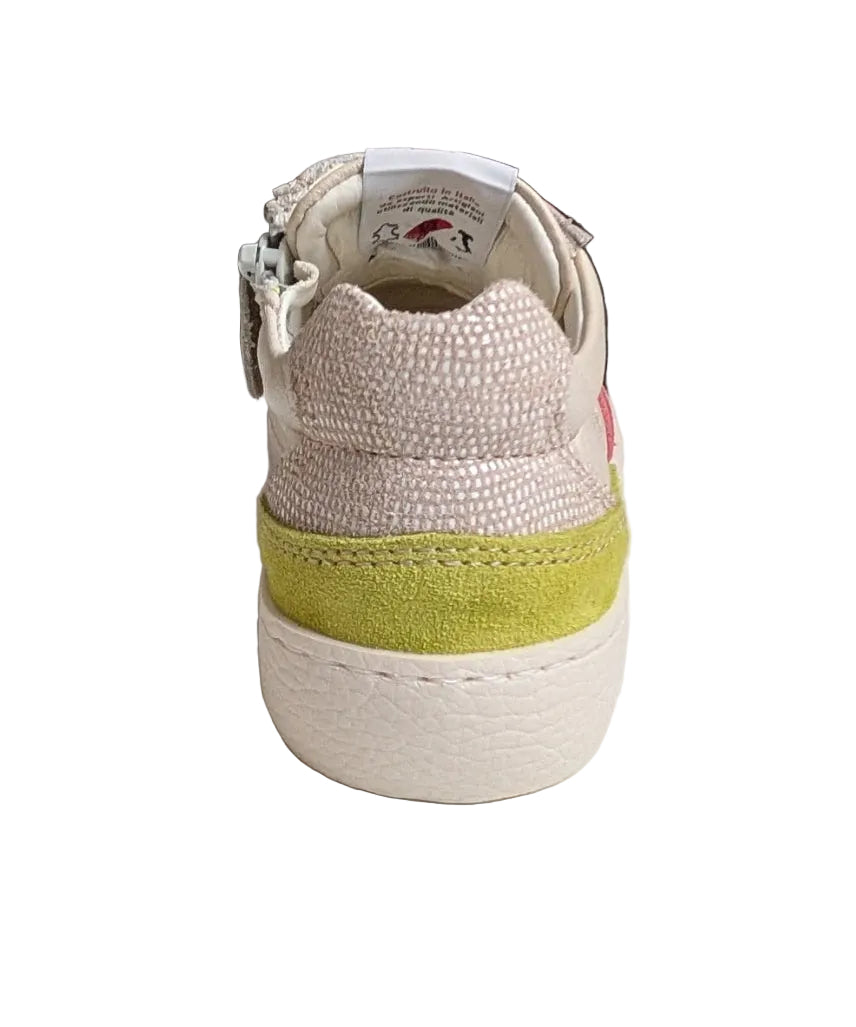 Ocra sneaker wit roze groen