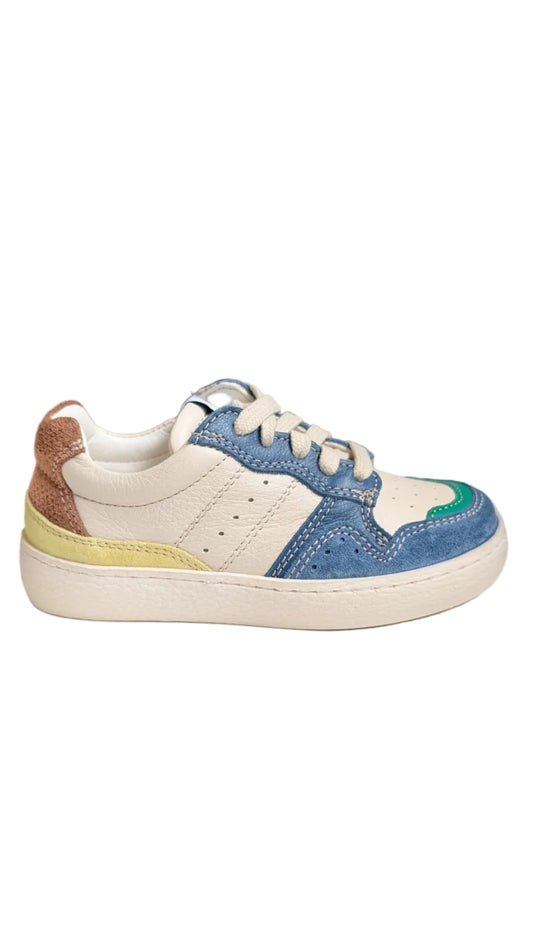 Ocra sneaker wit blauw geel groen bruin