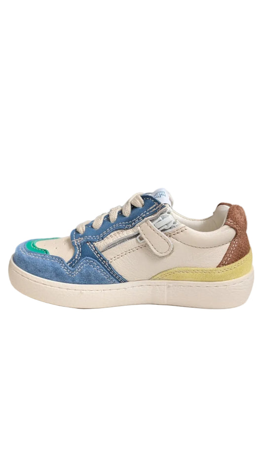 Ocra sneaker wit blauw geel groen bruin
