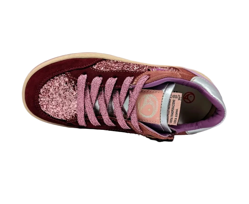 Rondinella Sneaker glitter bordeaux roze