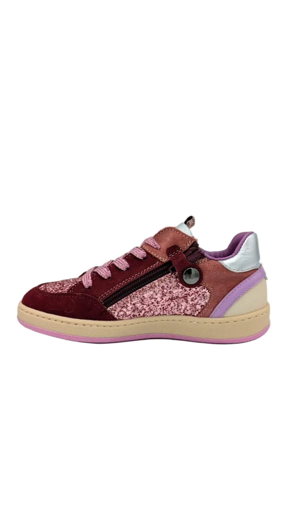 Rondinella Sneaker glitter bordeaux roze