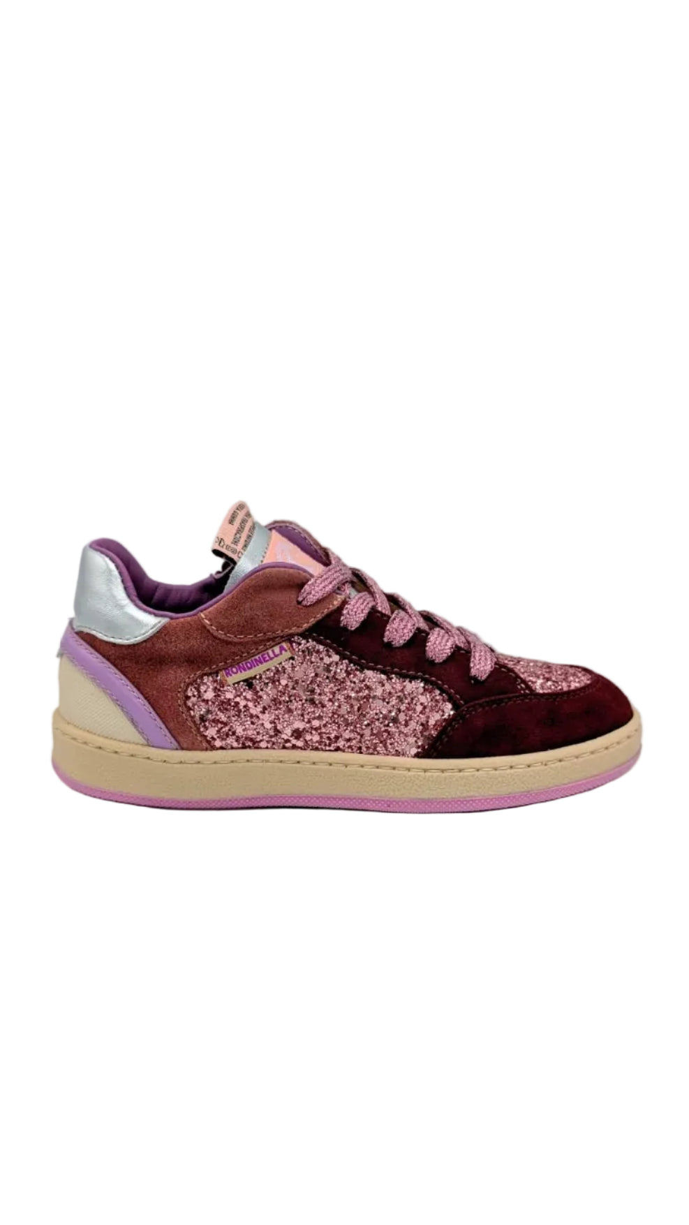 Rondinella Sneaker glitter bordeaux roze