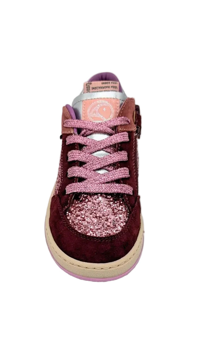 Rondinella Sneaker glitter bordeaux roze