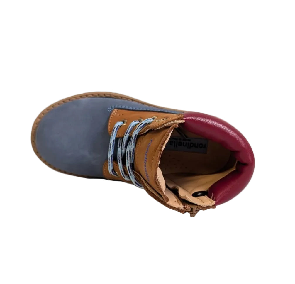 Rondinella bottine blauw bruin rood