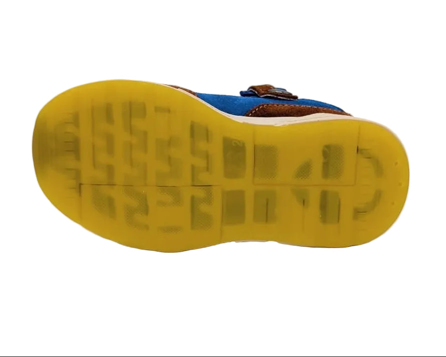 Rondinella runner blauw bruin okergeel zool