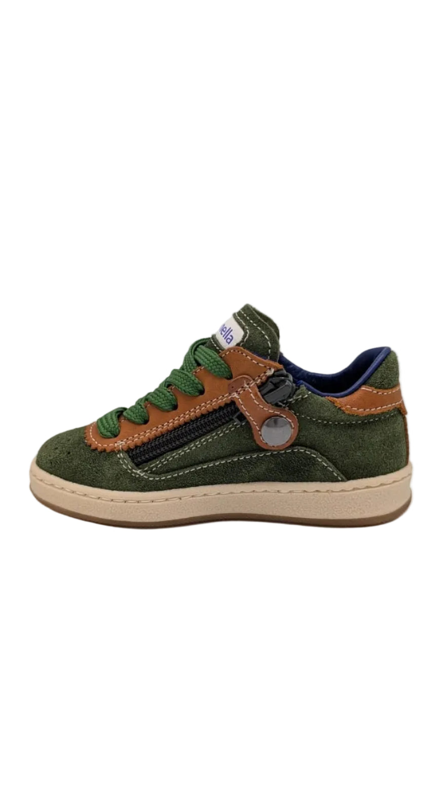 Rondinella sneaker groen met gele strepen