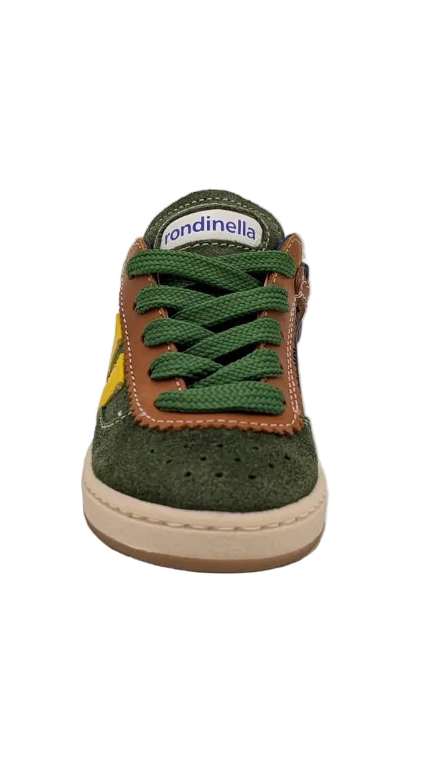 Rondinella sneaker groen met gele strepen