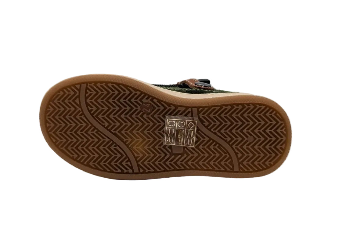 Rondinella sneaker groen met gele strepen zool