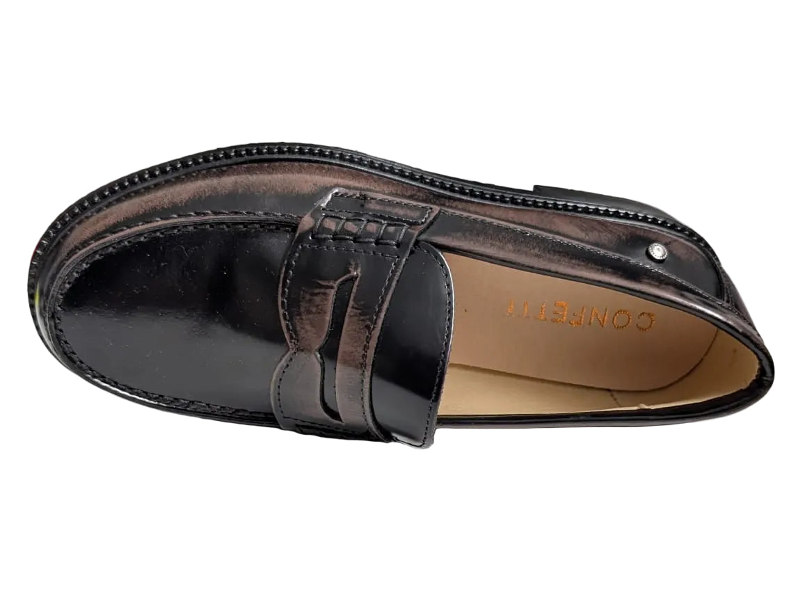 Confetti loafer zwart bruin