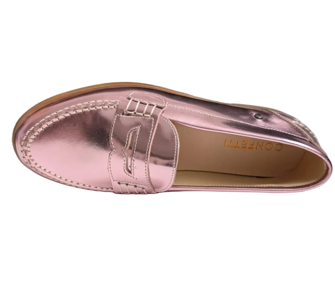 Confetti loafer metallic roze