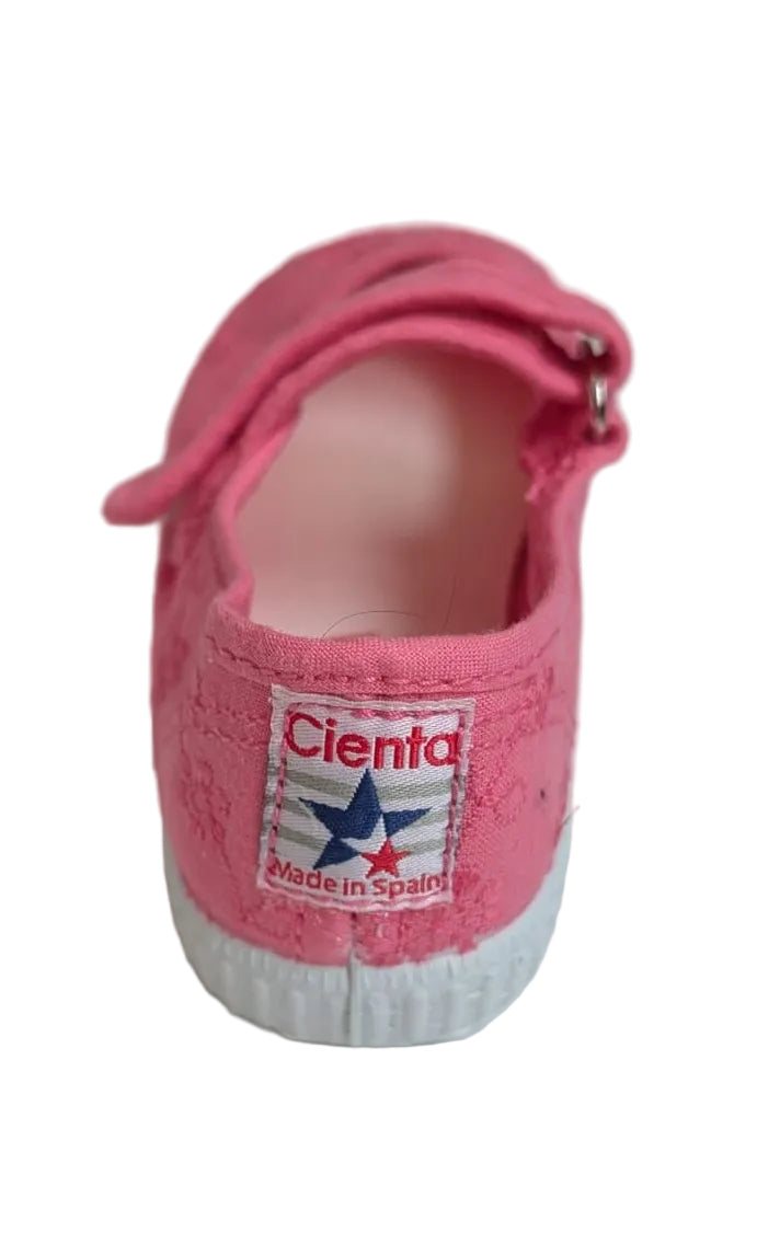 Cienta ballerina velcro roze geborduurd